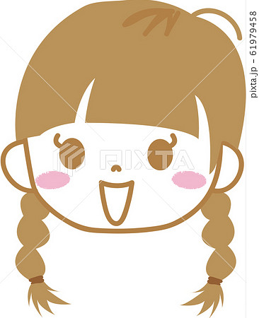 ぱっつん女の子 笑顔正面髪型三つ編みのイラスト素材