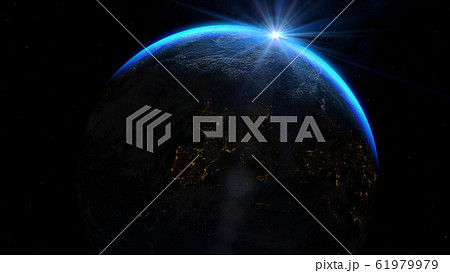 Earth view from space with sunrise. Elements of this image furnished by NASA Earth view from space with sunrise. Elements of this image furnished by NASA 61979979