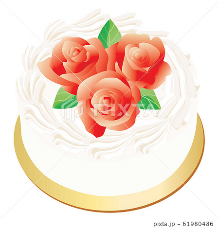 バラの飾りの生クリームのケーキのイラスト素材