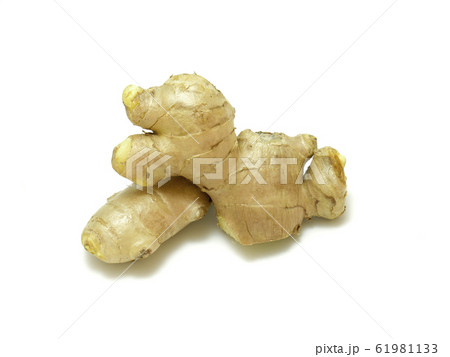 fresh ginger isolated on white background. 61981133