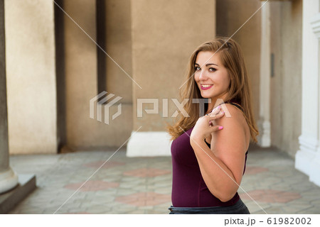 Casual fashion, plus size model. xxl women on nature. Casual fashion, plus size model. xxl women on nature. 61982002