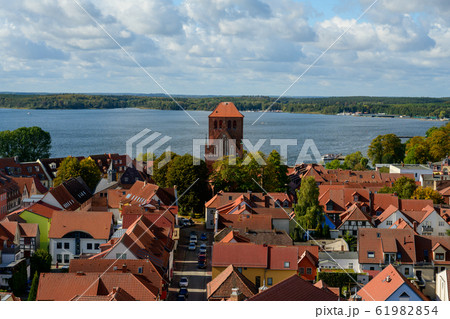 View from above of the town Waren "Mueritz" at the 61982854