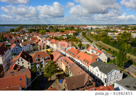 View from above of the town Waren "Mueritz" at the View from above of the town Waren "Mueritz" at the 61982855