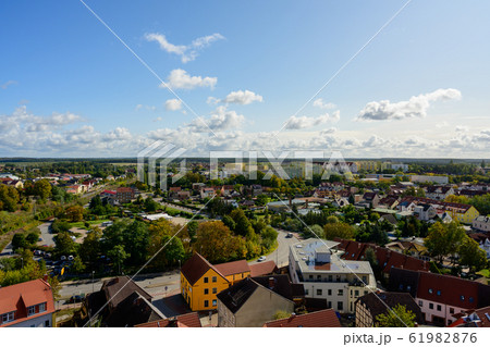 View from above of the town Waren "Mueritz" at the 61982876