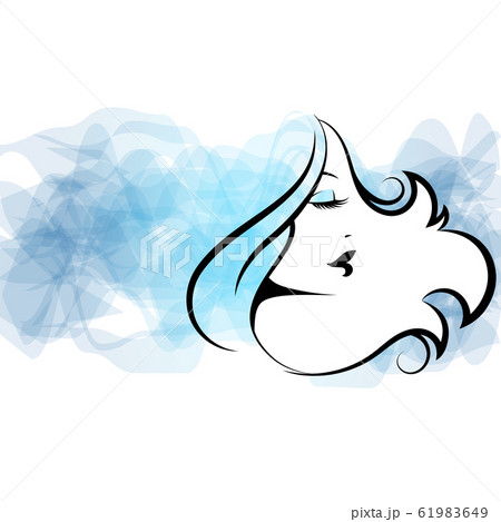 Silhouette of a beautiful girl with curls for hair 61983649