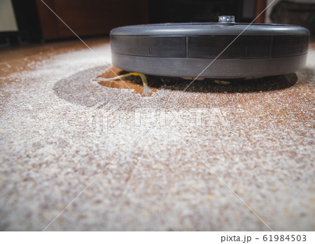 Robotic vacuum cleaner on carpet - technology Robotic vacuum cleaner on carpet - technology 61984503
