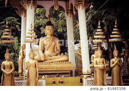 Wat Sisaket Temple in Vientiane city Old architecture and buddha statues (Vientiane, Laos) 61985506