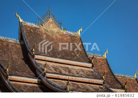 Roof of a Buddhist temple in Luang Prabang, Laos Roof of a Buddhist temple in Luang Prabang, Laos 61985632