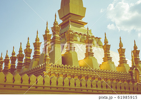 Pha That Luang temple - The Golden Pagoda in Vientiane , Laos 61985915