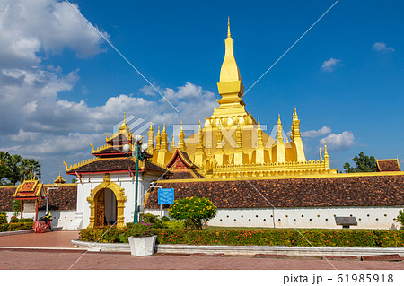Pha That Luang temple - The Golden Pagoda in Vientiane , Laos Pha That Luang temple - The Golden Pagoda in Vientiane , Laos 61985918