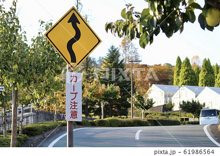カーブ注意　標識 61986564