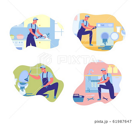Ordinary Daily Plumbing Work on Call, Illustration Ordinary Daily Plumbing Work on Call, Illustration 61987647