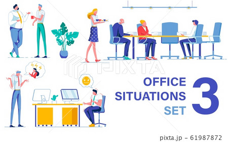 Typical Office Life Situations. Three Pieces Set 61987872