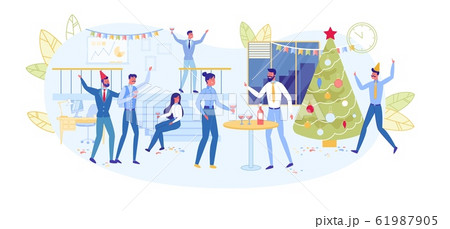 Business People Clerks Celebrating New Year Party 61987905