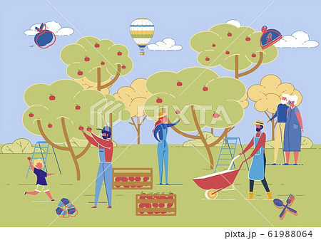 Farmers Family Harvesting Various Generations のイラスト素材