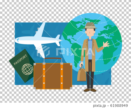 海外旅行　飛行機　旅行アイテム　イメージ 61988949