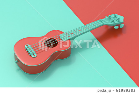 Green red soprano ukulele Side view 3D Green red soprano ukulele Side view 3D 61989283