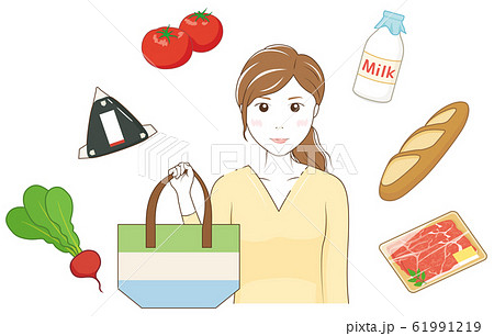 トートバッグバッグを持った女性 61991219