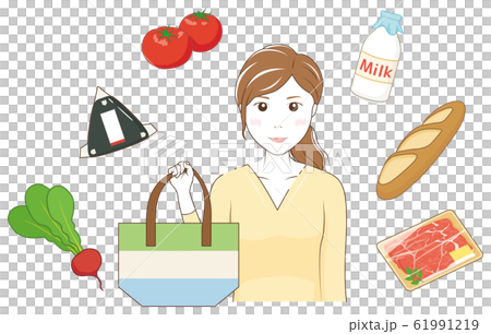 トートバッグバッグを持った女性 61991219