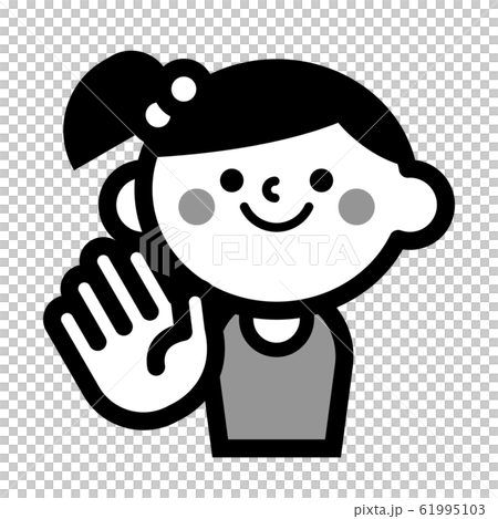 人物 女の子 手を挙げるのイラスト素材