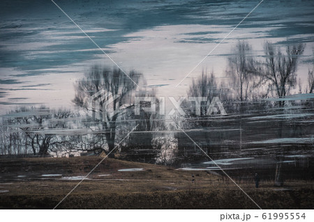 gloomy landscape of the lake with the reflection gloomy landscape of the lake with the reflection 61995554