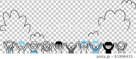 A sky simple illustration with many smiling children 61996433