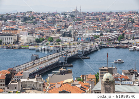 Top view of Istanbul city and Galata bridge in Top view of Istanbul city and Galata bridge in 61999540