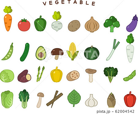 シンプルな野菜のアイコンのイラスト素材