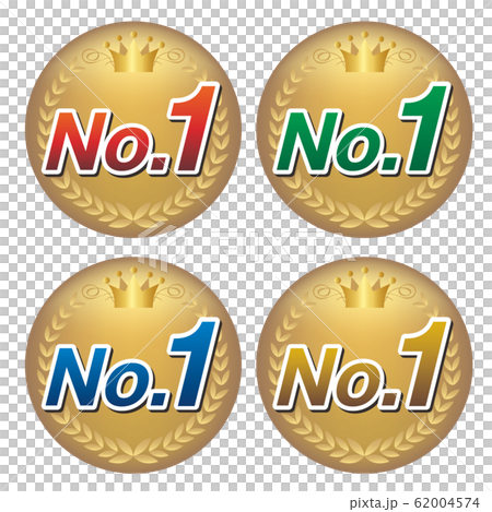 No.1としてアイキャッチに使える高級なイメージの金色月桂樹、フレーム、王冠ベクター素材 62004574