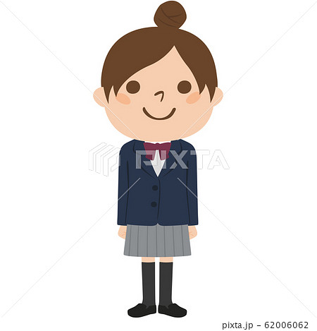 制服のブレザーを着た 笑顔の女子高校生のイラスト のイラスト素材