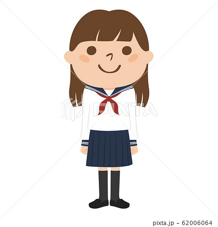 セーラー服を着ている女子中学生のイラスト のイラスト素材