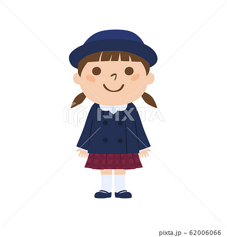 制服を着た幼稚園生の女の子のイラスト のイラスト素材