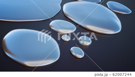 Droplets of liquid metal - mercury. 3D rendered 62007244