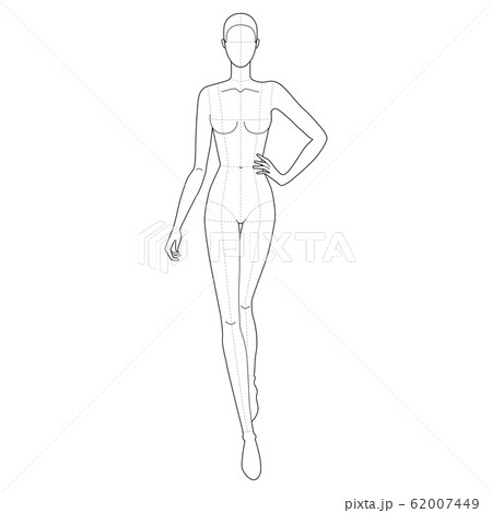 Poster Fashion model sketch. Silhouette of beautiful woman in big hat  outline style , vector illustration. - PIXERS.NET.AU