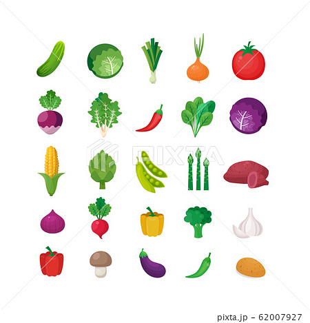 Vector vegetables icons set in cartoon style Vector vegetables icons set in cartoon style 62007927