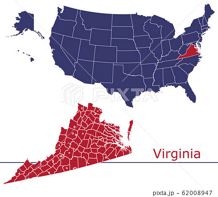 Mapa De Virginia Usa Virginia Counties Vector Map With Usa Map... - Stock Illustration  [62008947] - Pixta