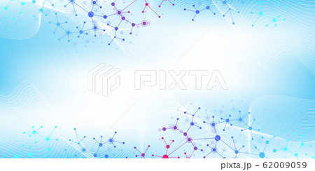 Colorful molecules background. DNA helix, DNA strand, DNA Test. Molecule or atom, neurons. Abstract structure for science or medical background, banner. Scientific molecular vector illustration Colorful molecules background. DNA helix, DNA strand, DNA Test. Molecule or atom, neurons. Abstract structure for science or medical background, banner. Scientific molecular vector illustration 62009059
