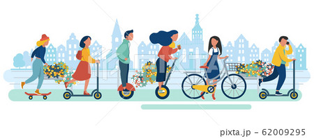 Young people in eco city. Vector illustration Young people in eco city. Vector illustration 62009295