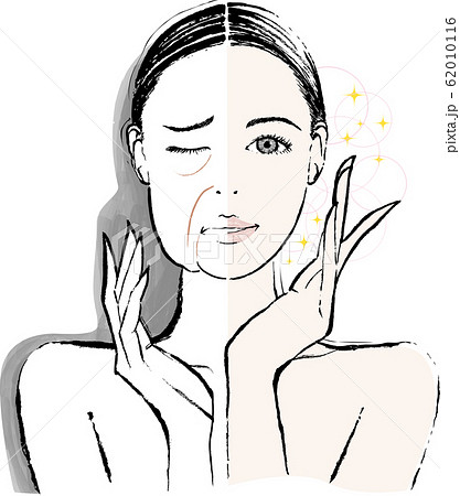 女性 たるみ ビフォーアフターのイラスト素材 女性 たるみ ビフォーアフターのイラスト素材