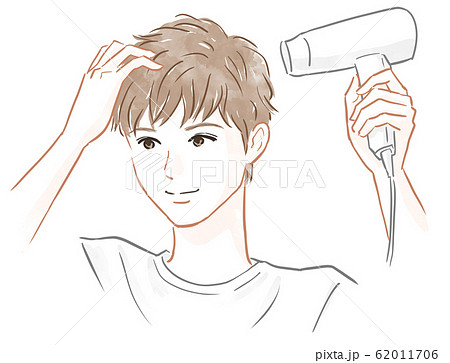 髪を乾かす男性 62011706