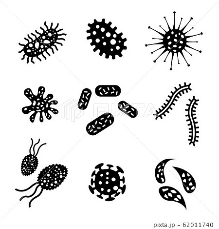 Set Of Viruses And Bacteria Isolated のイラスト素材