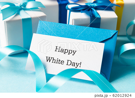 Happy White Day!　ホワイトデー　メッセージカード　手紙　レター　水色 62012924