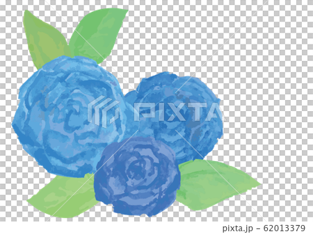 水彩 青いバラのイラスト素材