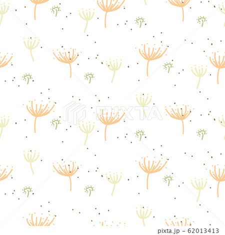Seamless plant pattern with tiny dandelions leaves hand drawn style. 62013413