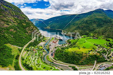 Aurlandsfjord Town Of Flam at dawn. 62016202