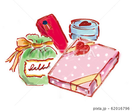 イラスト素材、バレンタインデー、プレゼント、バレンタイン、チョコレート、贈り物、たくさん、いっぱい、 62016796