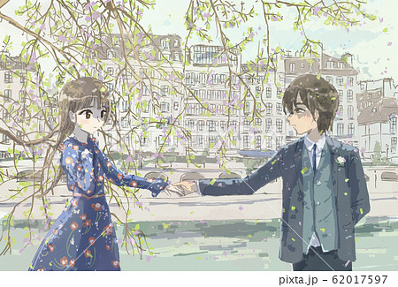 Boy And Girl Holding Hands Stock Illustration