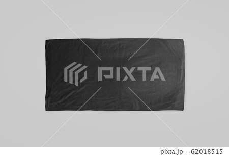 Black black soft beach towel mockup. Dark unfolded wiper 62018515