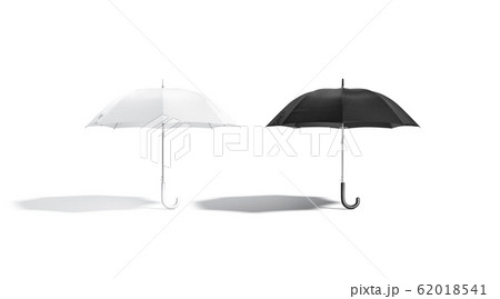 Blank black and white opened umbrella mockup stand, isolated 62018541