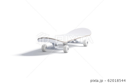 Blank white wood skateboard with wheels mockup, isolated 62018544